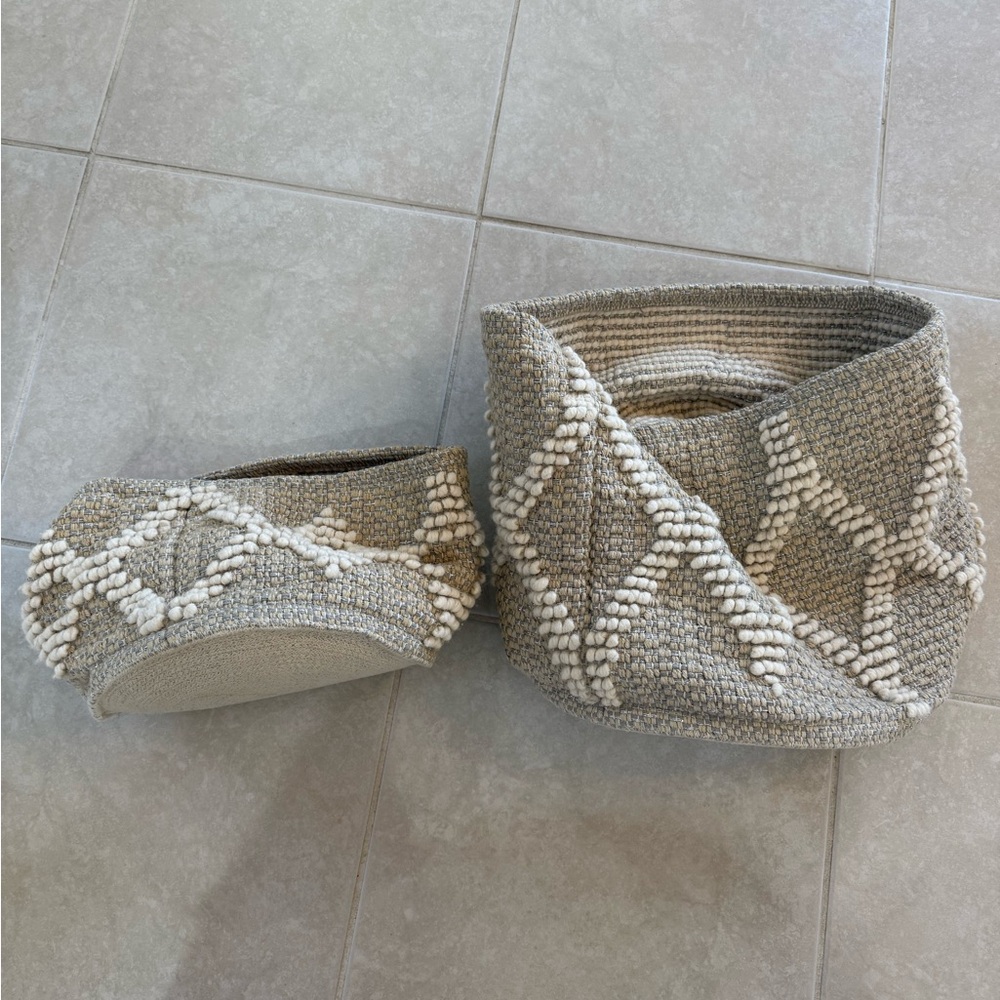 Pair of pottery barn kids wool baskets